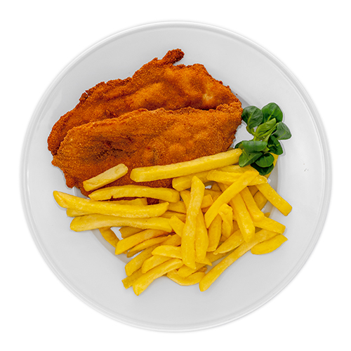 SNITEL DE PUI 120G + CARTOFI PRAJITI 100G