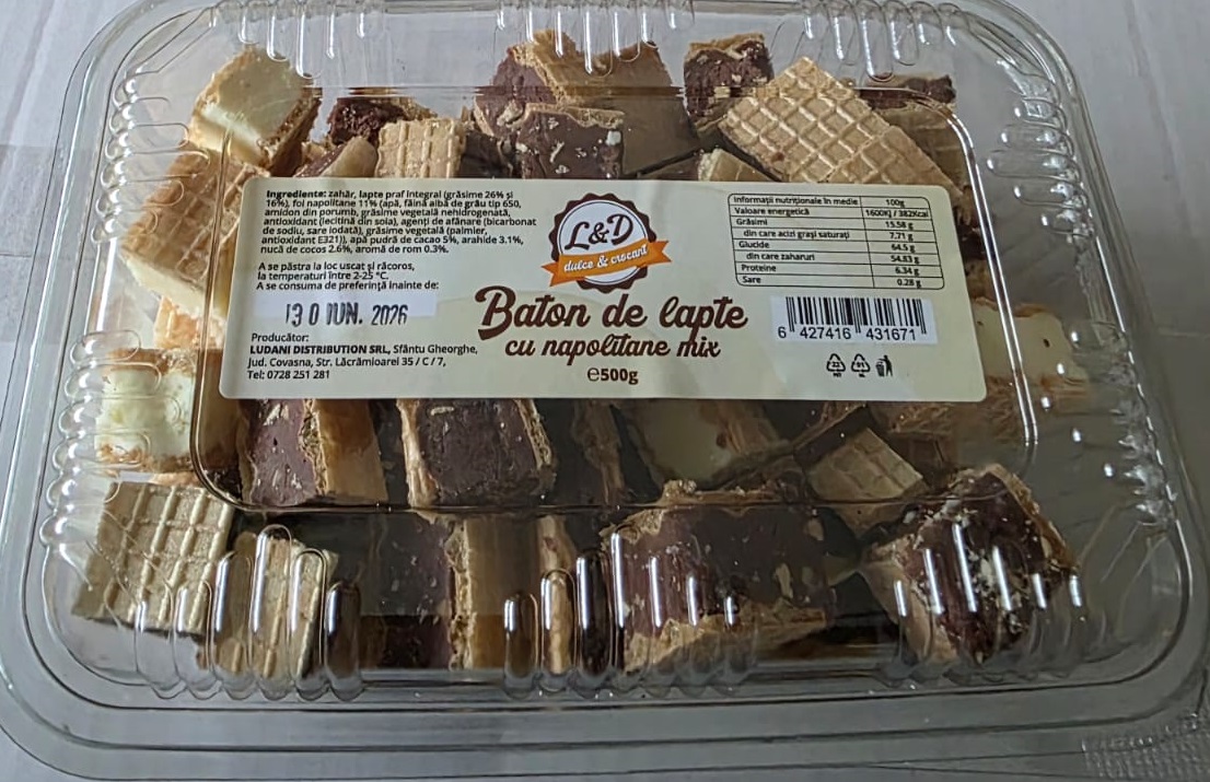 BATON DE LAPTE CU NAPOLITANE MIX 500G